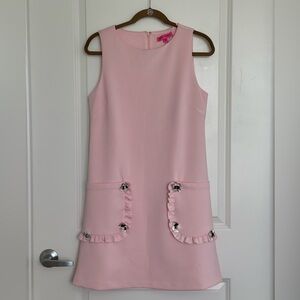 Betsey Johnson Barbie Pink Dress with Floral Pocket Details